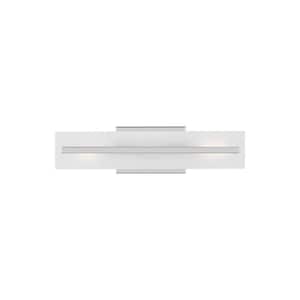 Dex 17.875 in. Small 2-Light Chrome Vanity Light with Satin Etched Glass Shade