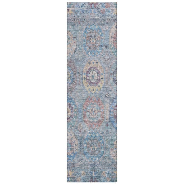 Addison Rugs Chantille Machine Washable Indoor/Outdoor Abstract ACN2227 Blue 2 ft. 3 in. x 7 ft. 6 in. Runner Rug