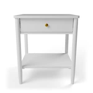 Eden 1-Drawer Off-White Classic Wood Nightstand 23in. H x 20 in. W x 18.5 in. D