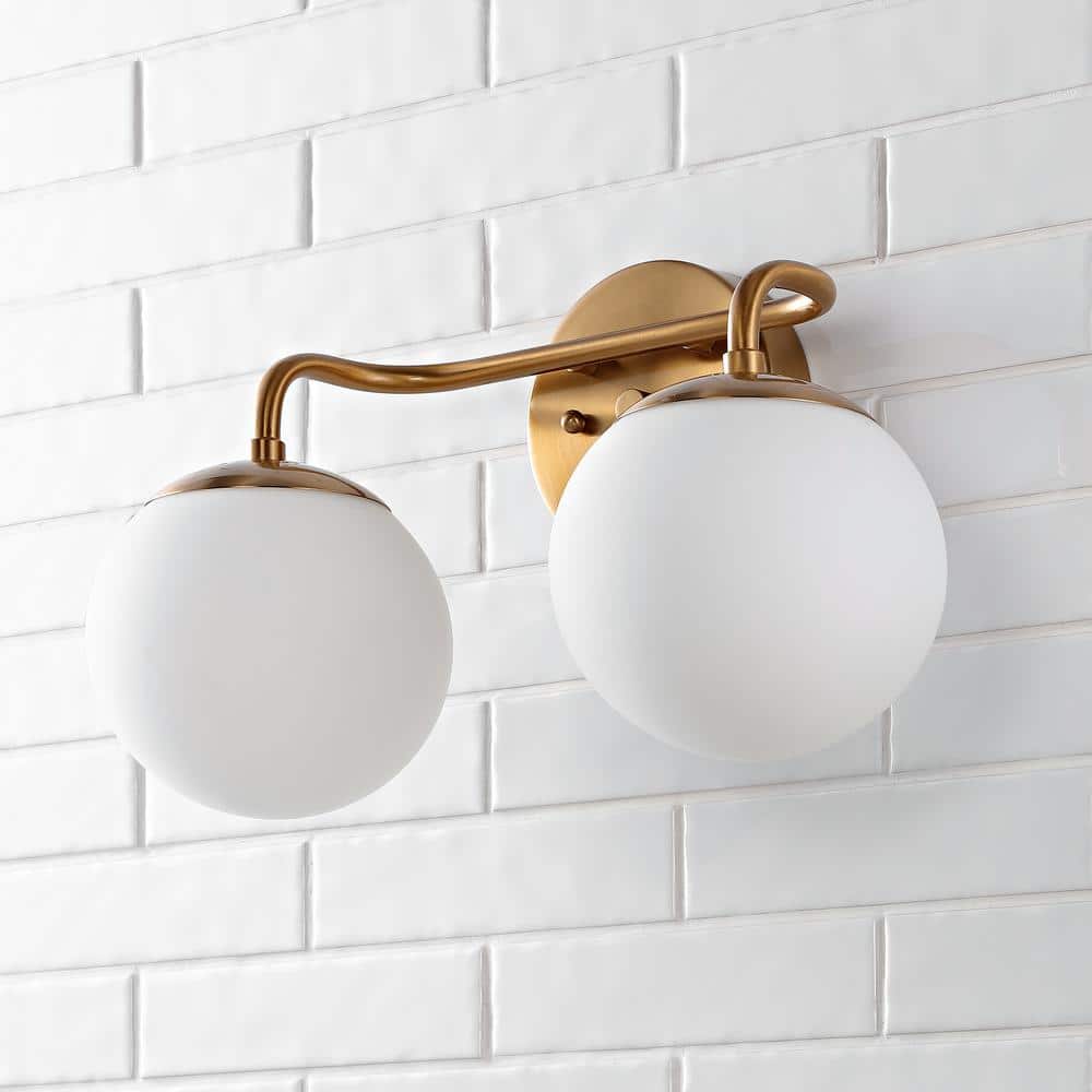 Louis Parisian 15" Brass Gold Globe LED Vanity Light with Frosted Glass
