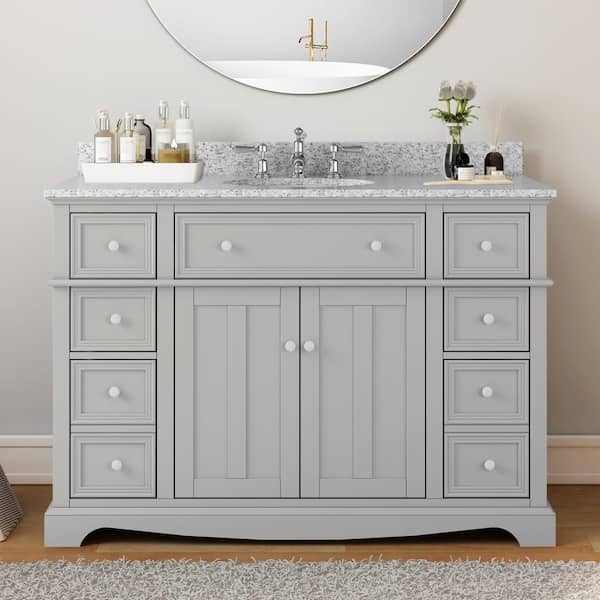 Home Decorators Collection Fremont 49 in. Single Sink Grey Bath Vanity with Grey Granite Top (Assembled)