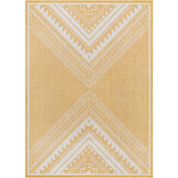 Livabliss Long Beach Yellow 8 ft. x 10 ft. Geometric Indoor/Outdoor Area Rug