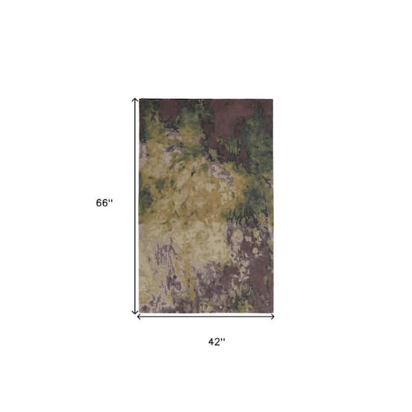 2 ft. x 8 ft. Green, Black Abstract Area Rug
