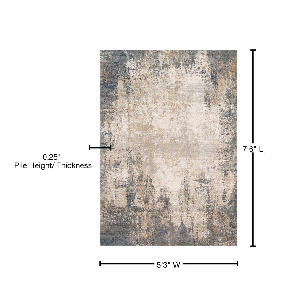 Teagan Ivory and Mist Abstract Rectangular Area Rug