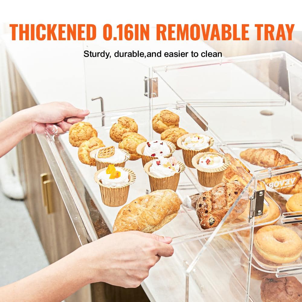 Clear Acrylic 2-Tier Pastry Display Case with Rear Door