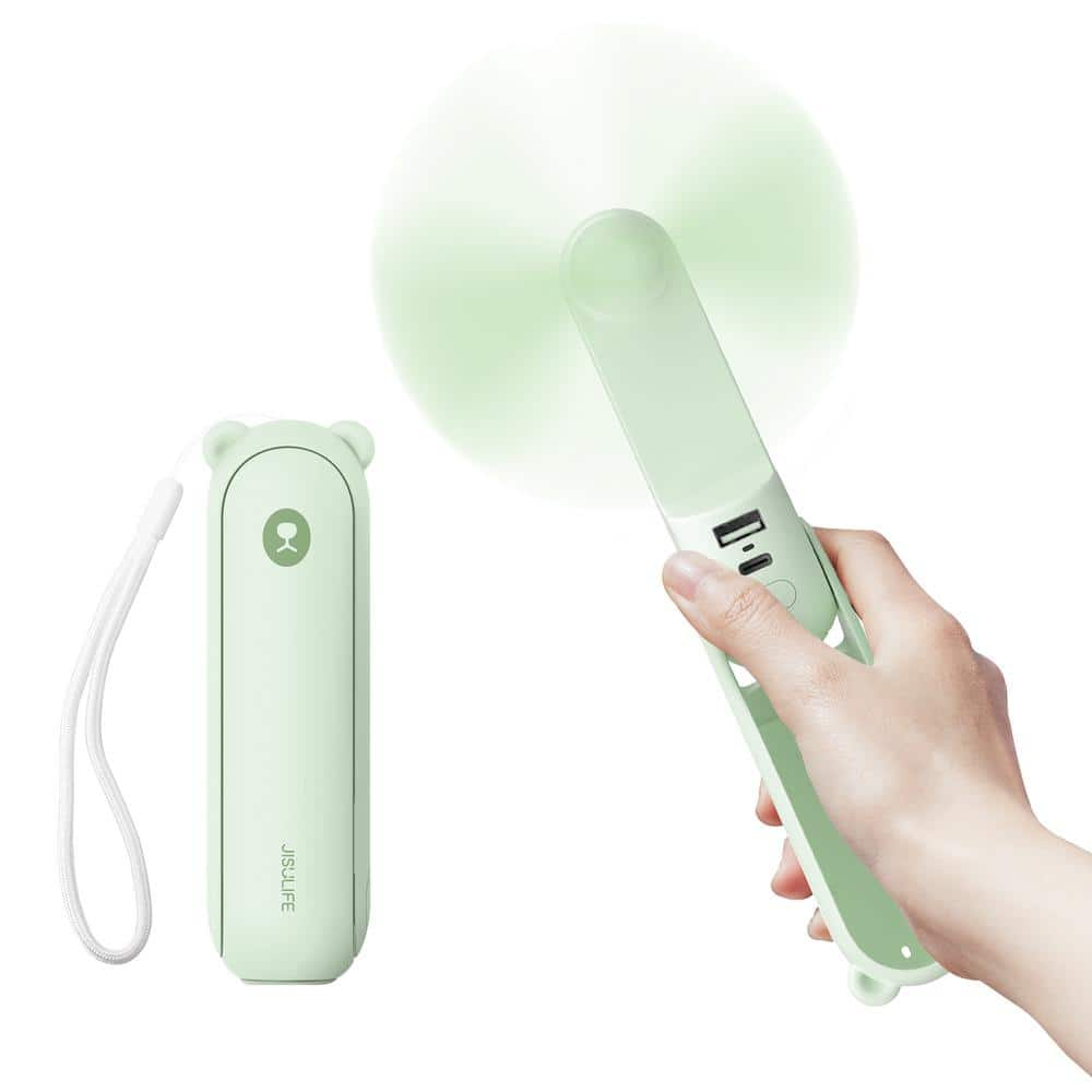 5 in. Personal Fan in Green with 4500mAh Battery -  JISULIFE