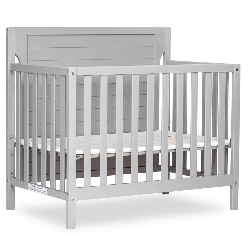 Bellport 4-in-1 Pebble Grey Convertible Mini/ Portable Crib I Mini Baby Crib I Includes 1.5 Mattress