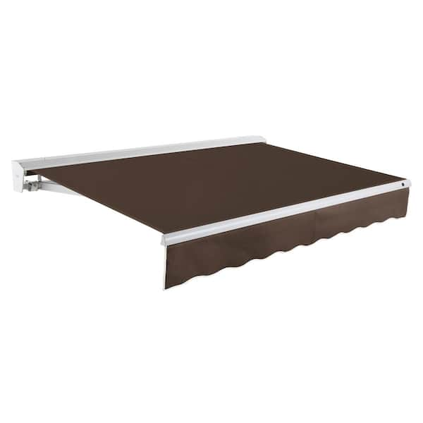 AWNTECH 10 ft. Destin Right Motorized Retractable Awning with Hood (96 in. Projection) in Brown