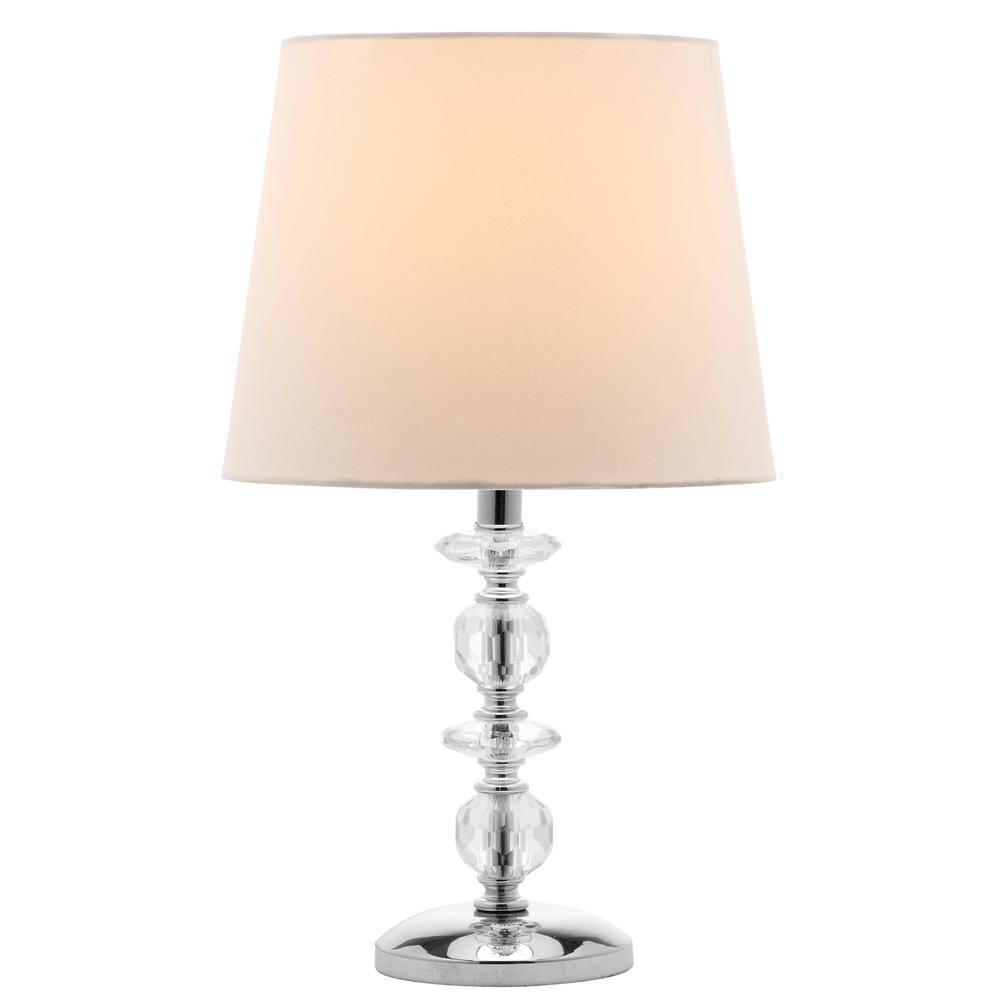 Derry 15-Inch Clear Crystal Table Lamp with Off-White Shade