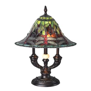Albany 20 .5 in. Fieldstone Table Lamp with Hand Rolled Art Glass (Tiffany) Shade