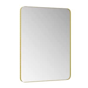 30 in. W x 40 in. H Rectangular Framed Wall Bathroom Vanity Mirror in Gold