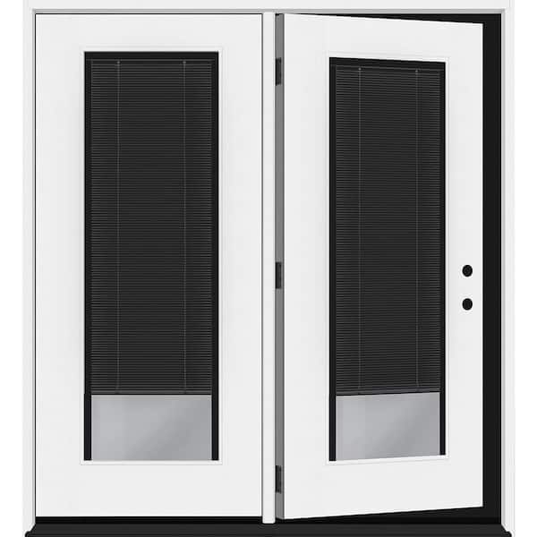 Steves & Sons Legacy 60 in. x 80 in. Full Lite Clear Glass Noir MB LH Center-Hinged Unfinsihed Fiberglass Retro Patio Door w/6"Jamb