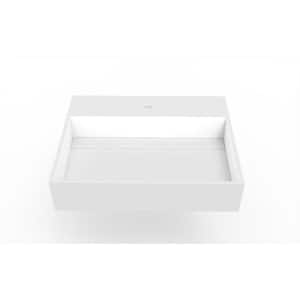 Juniper 24 in. Wall Mount Solid Surface Single Basin Rectangle Bathroom Sink in White