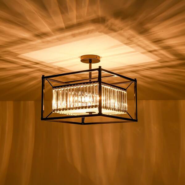 RRTYO Annedore 15.75 in. 4-Light Mid-Century Modern Black Square