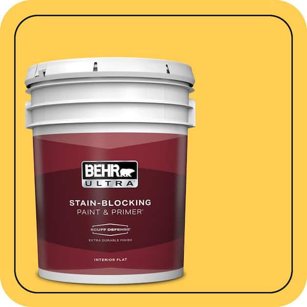 BEHR ULTRA 5 gal. #330B-6 Lemon Sorbet Extra Durable Flat Interior Paint & Primer