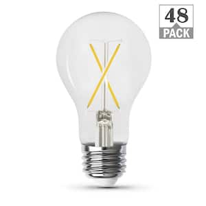 40-Watt Equivalent A19 Dimmable Filament CEC 90+ CRI Clear Glass E26 Medium LED Light Bulb, Bright White 3000K (48-Pack)