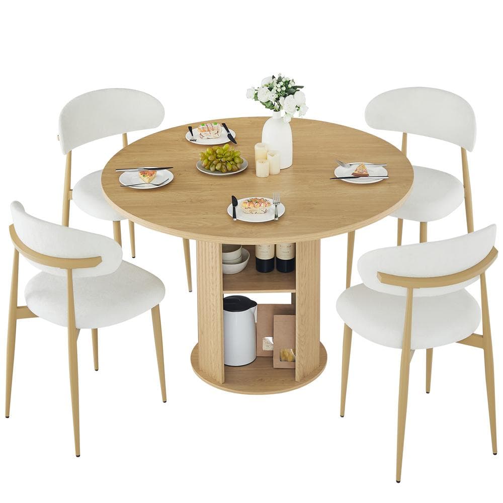 31.5 in. Natural Round Dining Table with Two Dining Chairs price history on PriceWatchPro