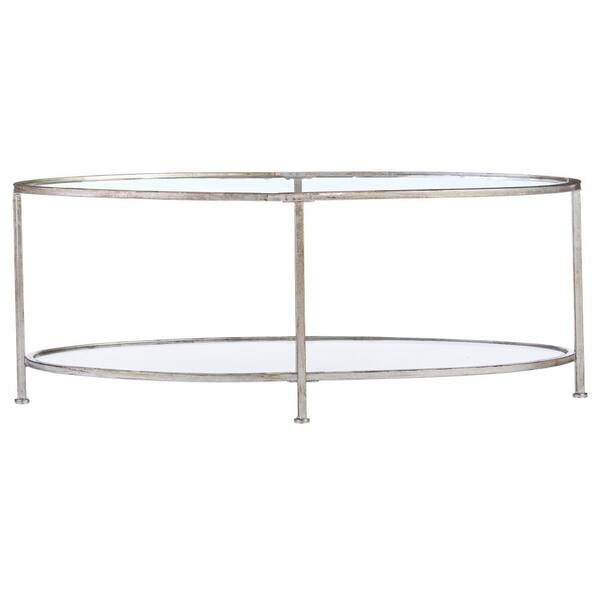 Home Decorators Collection Bella Aged Silver Oval Glass Coffee Table