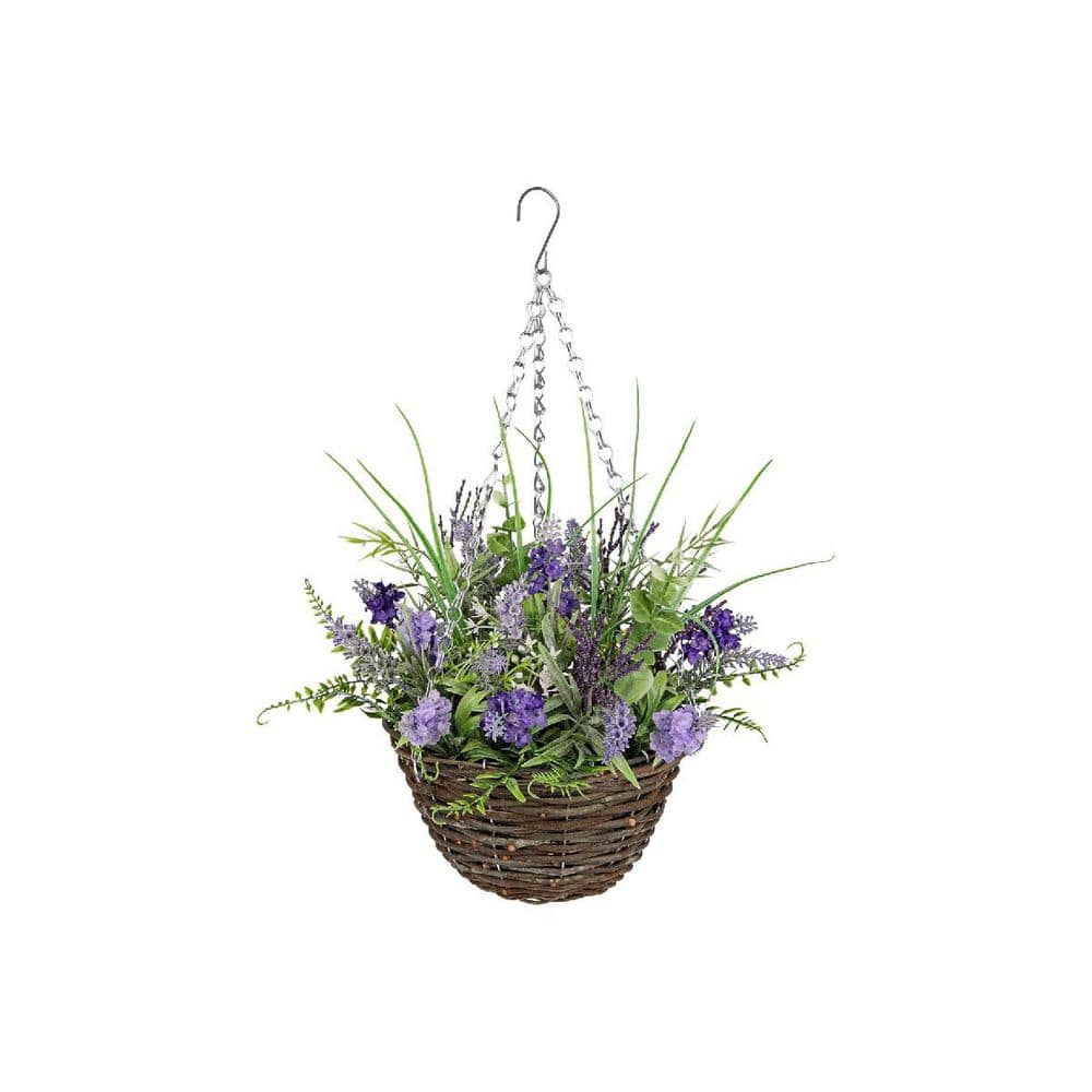 18 in. Purple Artificial Flowers Arrangement Lavender Hanging