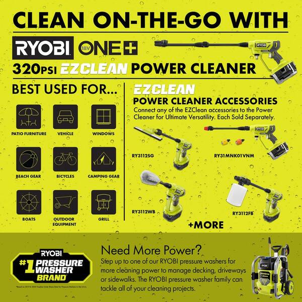 RYOBI ONE+ 18V EZClean 320 PSI 0.8 GPM 