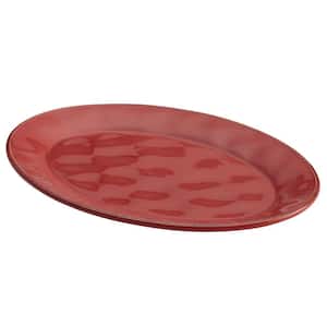 Cucina Dinnerware 10 in. x 14 in. Stoneware Oval Platter in Cranberry Red