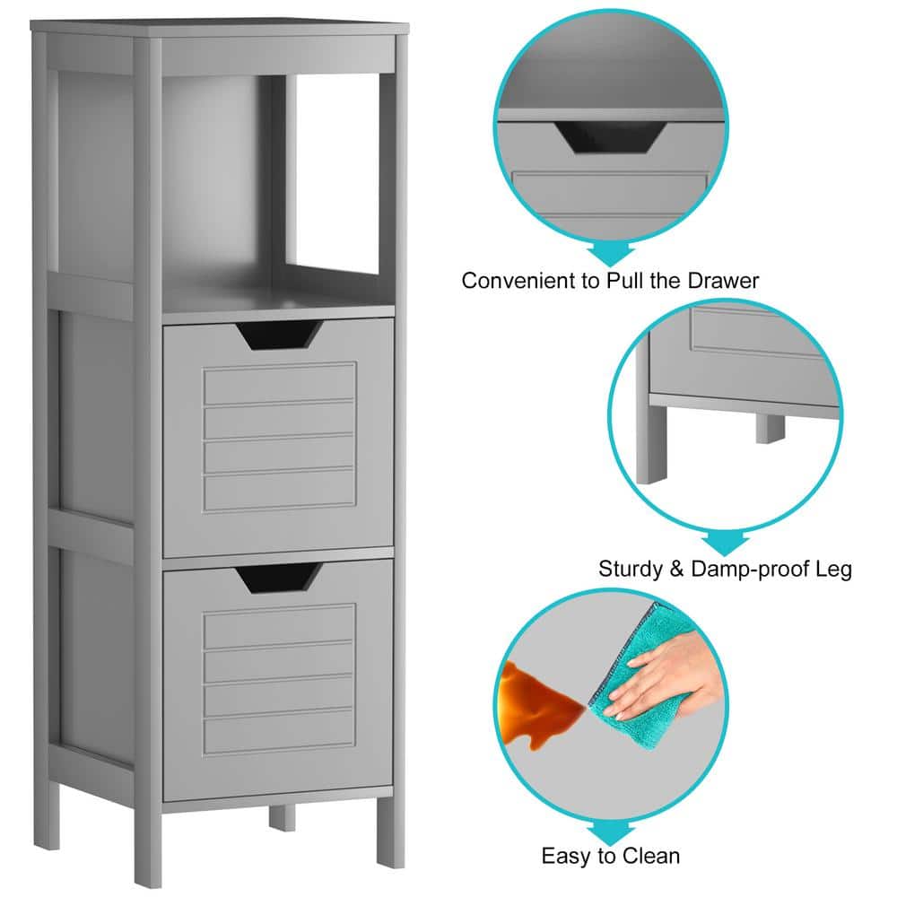 Modern Gray MDF Accent Cabinet with Safety Drawers