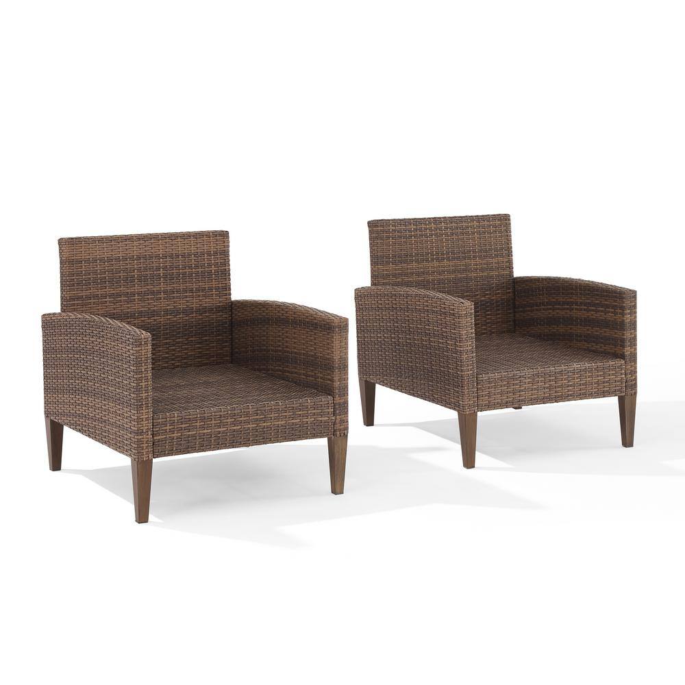 Capella Cream and Gray Wicker Patio Chair Set with Cushions