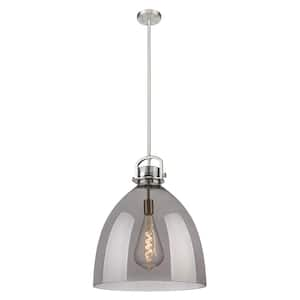 Newton Bell 100-Watt 1-Light Satin Nickel Shaded Mini Pendant Light with Tinted Glass Shade