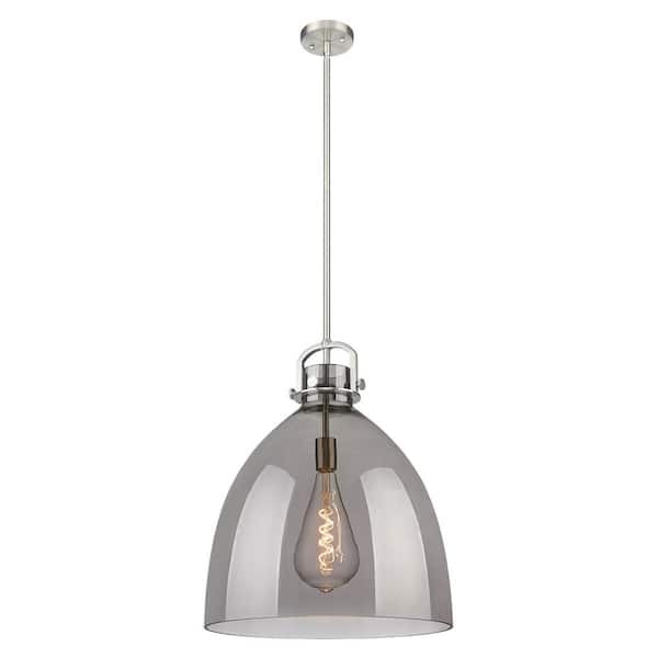 Newton Bell 100-Watt 1-Light Satin Nickel Shaded Mini Pendant Light with Tinted Glass Shade