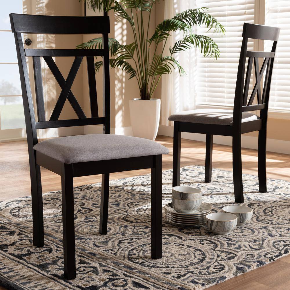 High Cross-Back Brown Leather Parsons Side Chair with Wood Frame