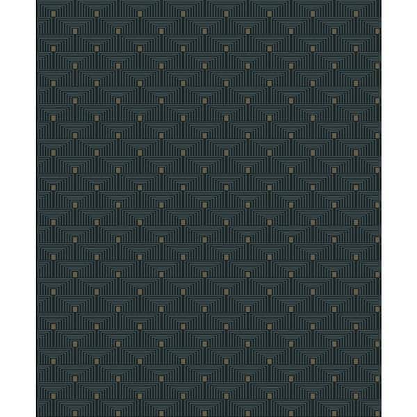 Unbranded Boutique Collection Blue Metallic Geometric Key Non-pasted Paper on Non-woven Wallpaper Sample