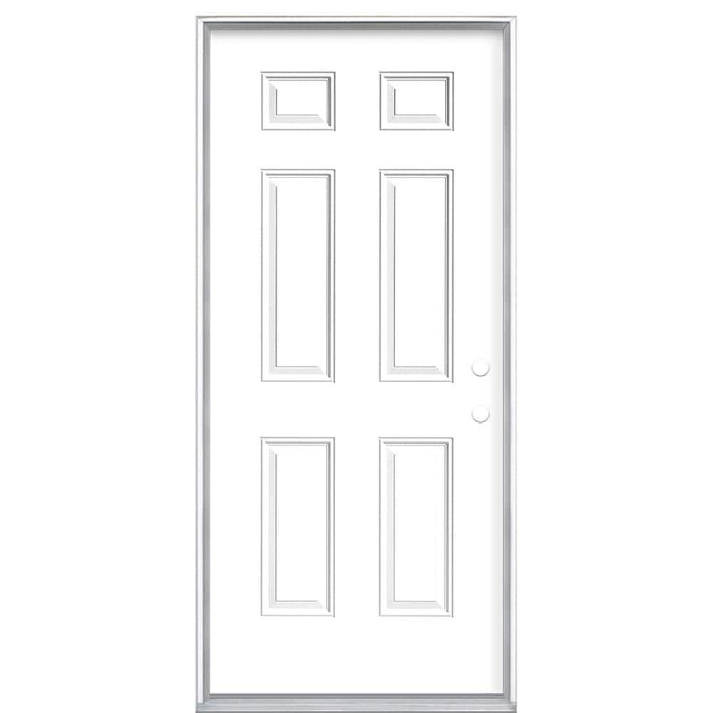 36 in. x 80 in. 6-Panel Left Hand Inswing Painted Steel Prehung Front Exterior Door No Brickmold price history on PriceWatchPro