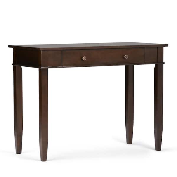 Simpli Home Carlton Solid Wood Transitional 42 in. Wide Home Office Desk in Dark Tobacco Brown