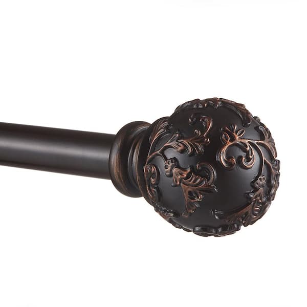 EXCLUSIVE HOME Vine 66 in. - 120 in. Adjustable 1 in. Single Curtain Rod Kit in Matte Bronze with Finial