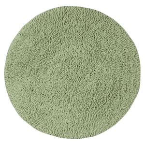Fantasia Collection 100% Cotton Tufted Non-Slip Bath Rugs, 25 in. x25 in. Round, Green