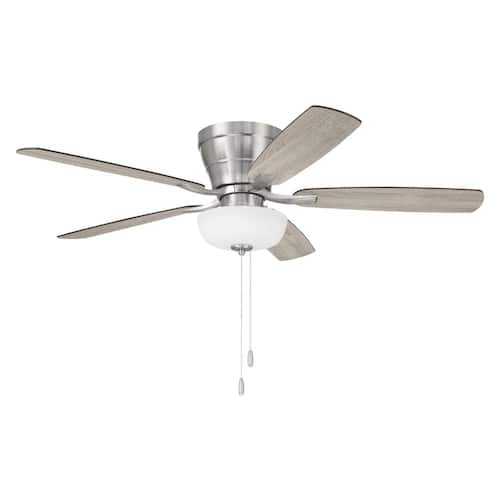 Wheeler 2-Light Bowl 52 in. Indoor Brushed Polished Nickel Finish Ceiling Fan with LED Bulbs Included Ceiling Fans With Lights