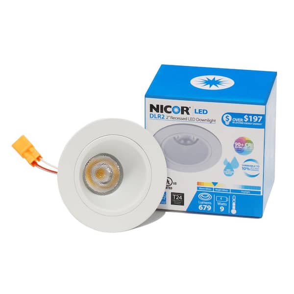 NICOR DLR2 2 in. 4000K Remodel or New Construction Integrated LED Recessed Downlight Kit with Baffle Trim in Nickel