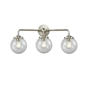 Beacon 24 in. 3-Light Brushed Satin Nickel Vanity Light with Seedy Glass Shade