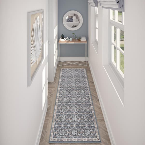 Hampton Brocade Gray 2 ft. x 10 ft. Indoor Runner Rug