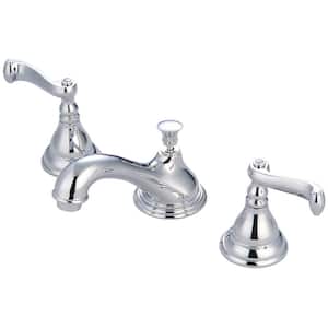 Royale 2-Handle 8 in. Widespread Bathroom Faucets with Brass Pop-Up in Polished Chrome