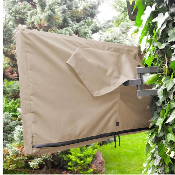 Beige Outdoor TV Cover 40 in. 43 in. with Zipper, Weatherproof, Patio Furniture Covers