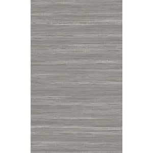 Grey Plain Grasscloth-Like Textured Metallic Wallpaper with Non-Woven Material Non-Pasted Covered 57 sq. ft. Double Roll