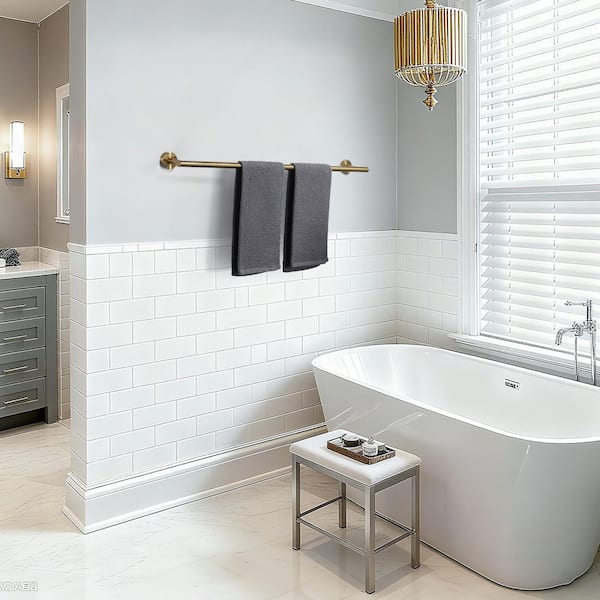 32 in. Wall Mounted Single Towel Bar Bath Hardware Accessory in Brushed Gold