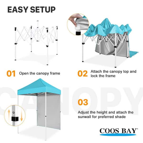 COOS BAY 5 ft. x 5 ft. Light Blue Pop Up Canopy Tent with