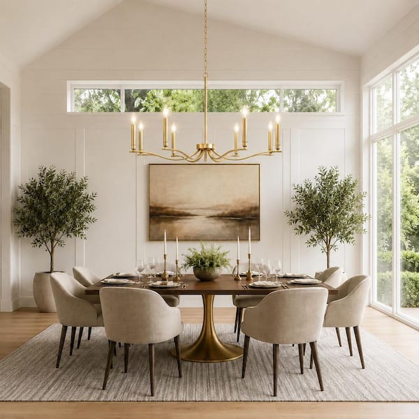 YANSUN 6-Light Gold Traditional Candle Chandelier, Classic Dining