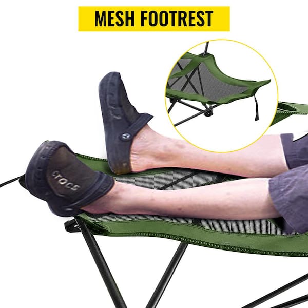 Reclining Folding Camp Chair Max Up to 330 lb. Lounge Chair with Footrest Camp Folding Chair for Camp or Indoor, Green