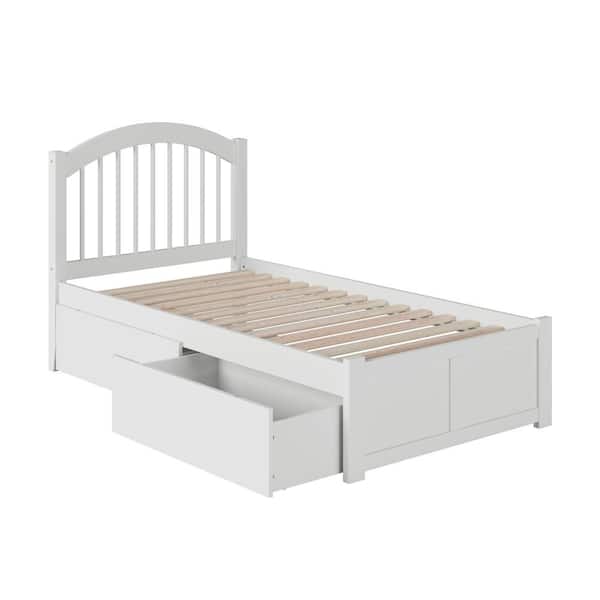 AFI Windsor White Twin Platform Bed with Flat Panel Foot Board and 2-Flat Panel Bed Drawers