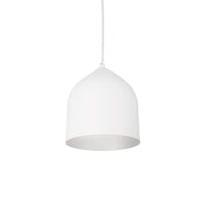 Helena 8 in. 1 Light 13-Watt White/Silver Integrated LED Pendant Light