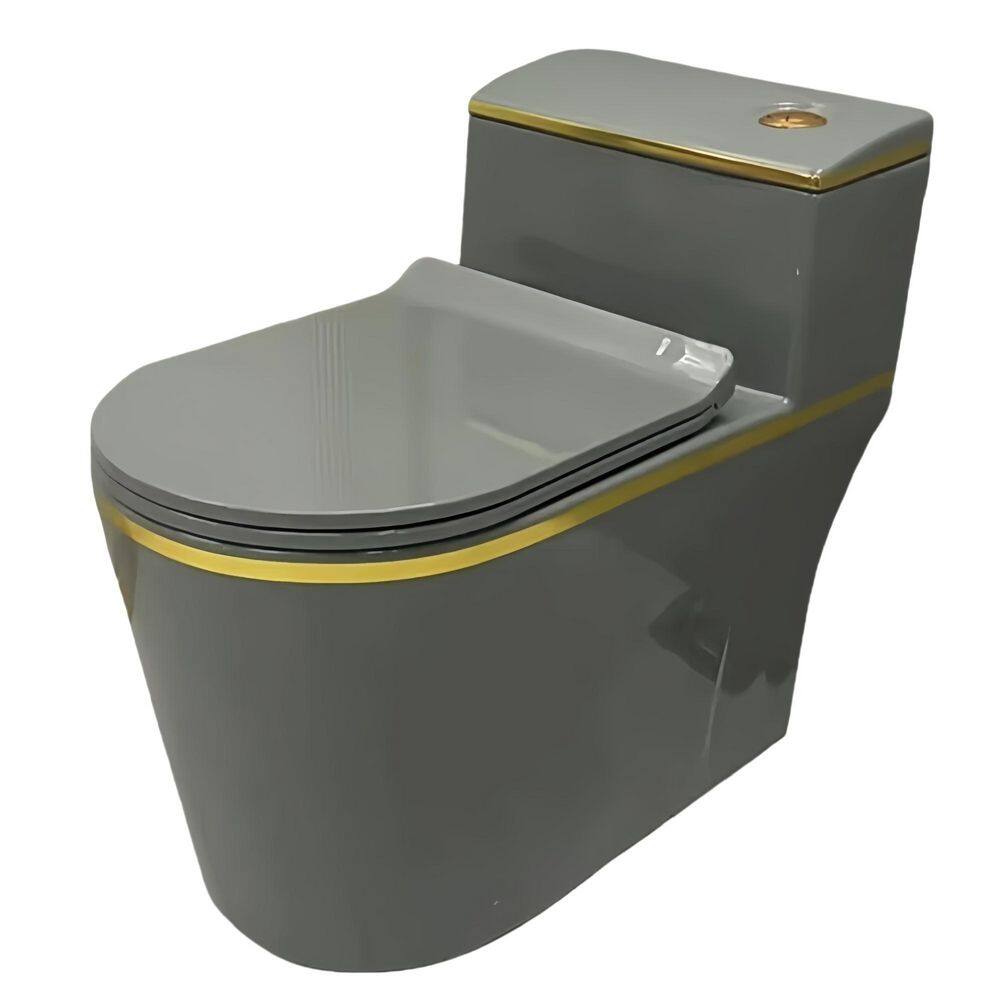 12 in. Rough In 1-Piece 1.6 Gal. GPF Dual-Flush Elongated Toilet in Grey Seat Included price history on PriceWatchPro