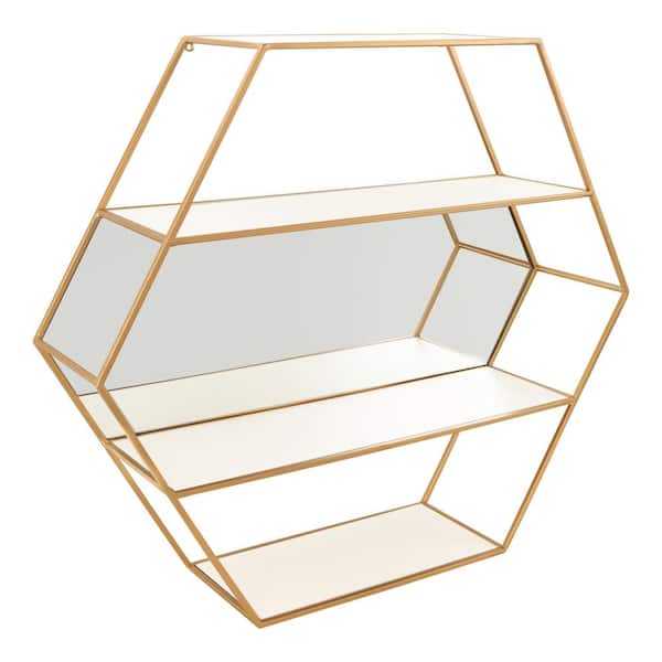 Kate and Laurel Lintz 6.37 in. x 28.00 in. White Metal Floating Decorative Wall Shelf